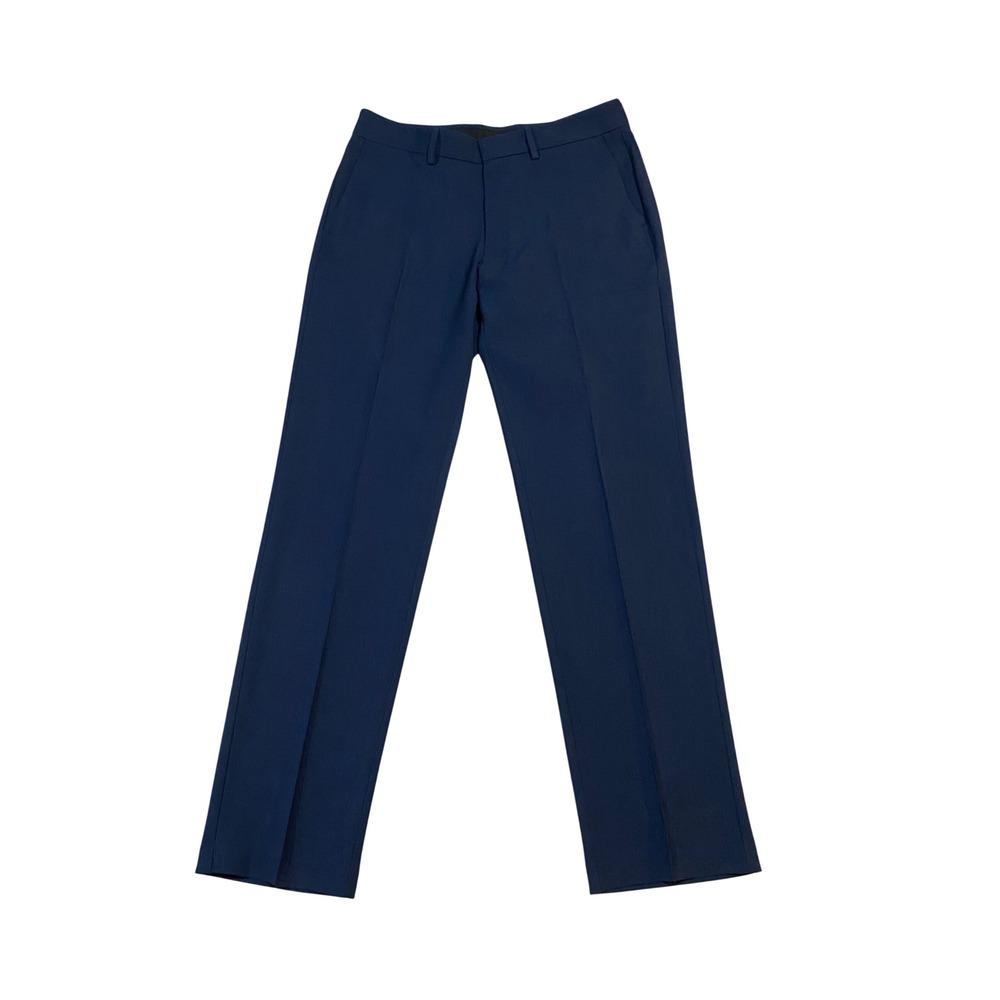 Haggar Mens Navy Blue Straight Fit Dress Pants 32x32 Flat Front Trousers